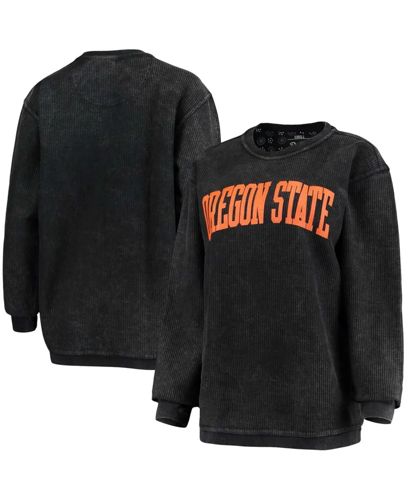 Women's Black Oregon State Beavers Comfy Cord Vintage-Like Wash Basic Arch Pullover Sweatshirt