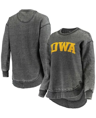 Women's Black Iowa Hawkeyes Vintage-Like Wash Pullover Sweatshirt