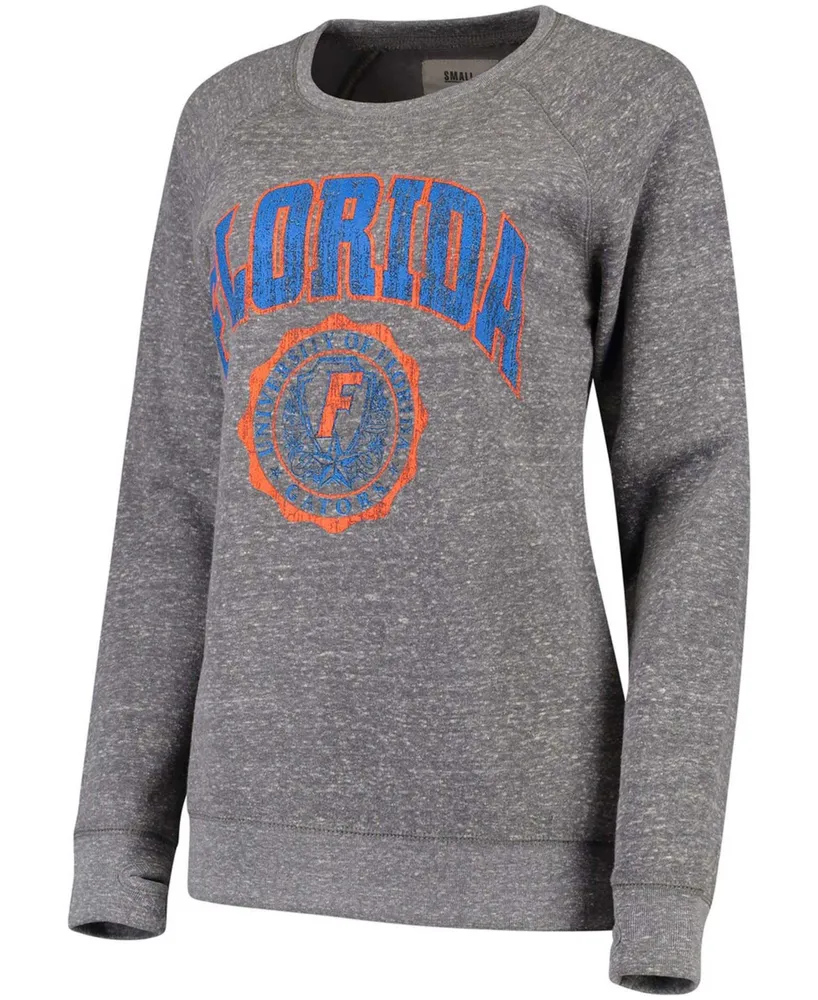 Women's Heathered Gray Florida Gators Edith Vintage-Like Knobi Pullover Sweatshirt