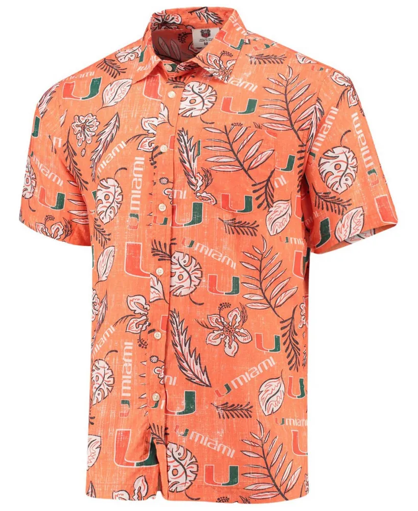 Men's Orange Miami Hurricanes Vintage-Like Floral Button-Up Shirt