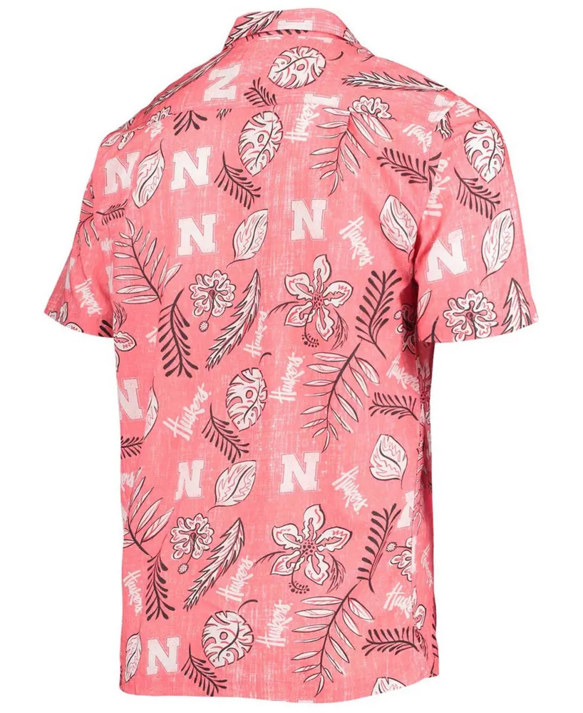 Men's Scarlet Nebraska Huskers Vintage-Like Floral Button-Up Shirt