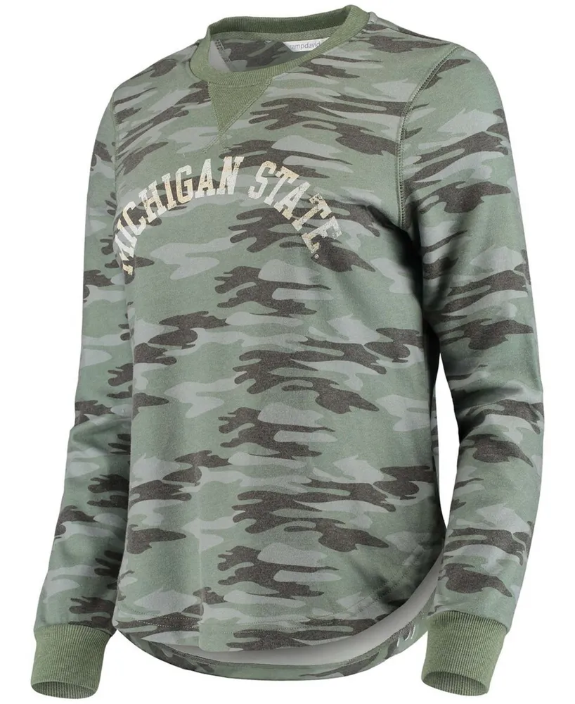 Women's Camo Michigan State Spartans Comfy Pullover Sweatshirt