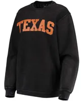 Women's Texas Longhorns Comfy Cord Vintage-Like Wash Basic Arch Pullover Sweatshirt