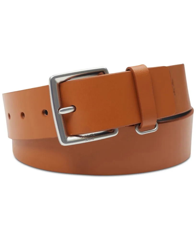 Calvin Klein Jeans Men's Leather Belt with Keeper Ring