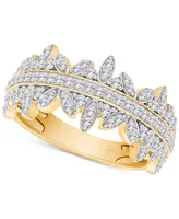 Diamond Horizontal Cluster Statement Ring (1/2 ct. t.w.) 14k Gold-Plated Sterling Silver - Gold