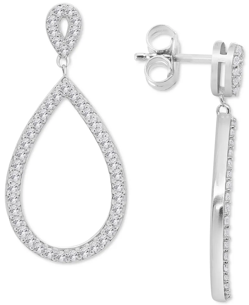 Diamond Teardrop Drop Earrings (1/2 ct. t.w.) in Sterling Silver