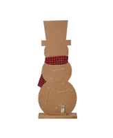 Glitzhome Lighted Wooden Christmas Snowman Porch Decor, 36"