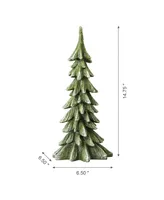 Glitzhome Resin Christmas Table Tree Decor, 14.75"