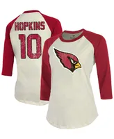 Women's Deandre Hopkins Cream, Cardinal Arizona Cardinals Player Raglan Name Number 3/4 Sleeve T-shirt