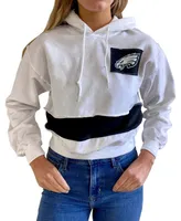 Women's White Philadelphia Eagles Crop Pullover Hoodie