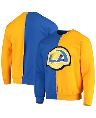 Men's Royal, Gold-Tone Los Angeles Rams Split Center Pullover Sweatshirt