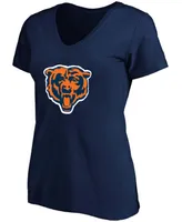 Women's Plus Justin Fields Navy Chicago Bears Player Name Number V-Neck T-shirt