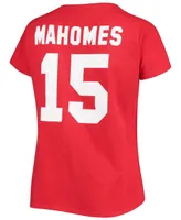 Women's Patrick Mahomes Red Kansas City Chiefs Plus Name and Number V-Neck T-shirt