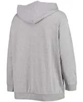 Women's Plus Heathered Gray New York Jets Lace-Up Pullover Hoodie