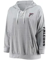 Women's Plus Size Heathered Gray Atlanta Falcons Lace-Up Pullover Hoodie