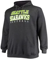 Men's Big and Tall Heathered Charcoal Seattle Seahawks Practice Pullover Hoodie