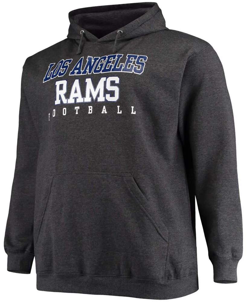 Men's Big and Tall Heathered Charcoal Los Angeles Rams Practice Pullover Hoodie