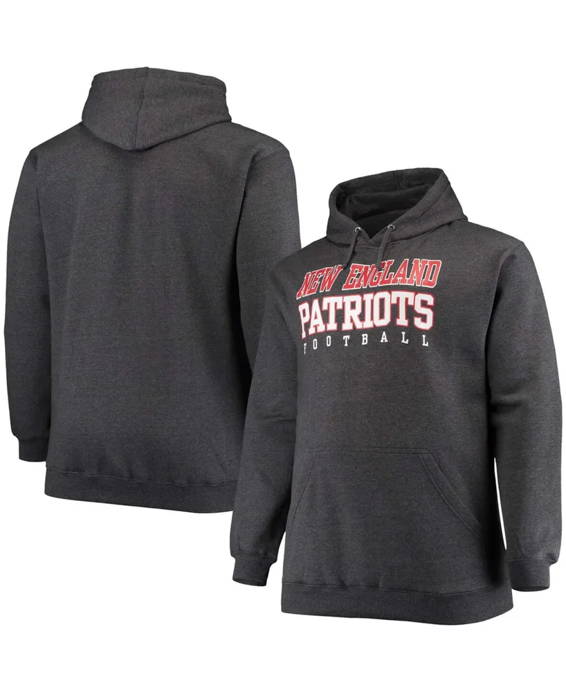 Men's Big and Tall Heathered Charcoal New England Patriots Practice Pullover Hoodie