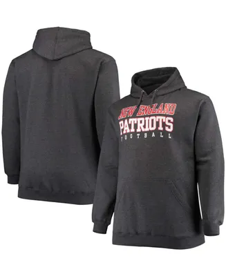 Men's Big and Tall Heathered Charcoal New England Patriots Practice Pullover Hoodie