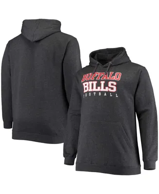 Men's Big and Tall Heathered Charcoal Buffalo Bills Practice Pullover Hoodie