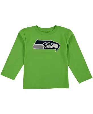 Preschool Boys and Girls Neon Green Seattle Seahawks Team Logo Long Sleeve T-shirt