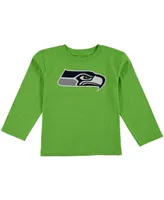 Preschool Boys and Girls Neon Green Seattle Seahawks Team Logo Long Sleeve T-shirt