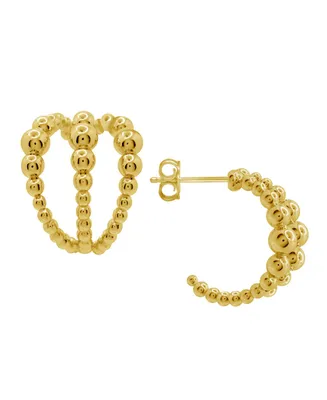 And Now This Gold Plated Beaded Multi Row C Hoop Earrings - Gold