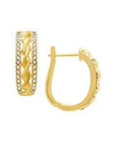Silver or Gold Plated Twist Center Hinge Hoop Earrings - Gold