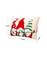 Glitzhome Hooked Christmas Gnomes Pillow