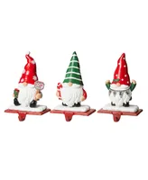 Glitzhome 3 Piece Resin Gnomes Stocking Holder Set, 7.5''