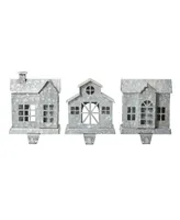 Glitzhome 3 Piece Galvanized House Stocking Holder Set, 7"