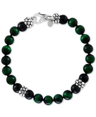 Effy Men's Green Tiger Eye & Onyx Bead Bracelet in Sterling Silver