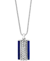 Effy Men's Lapis Lazuli Woven-Look 22" Pendant Necklace in Sterling Silver