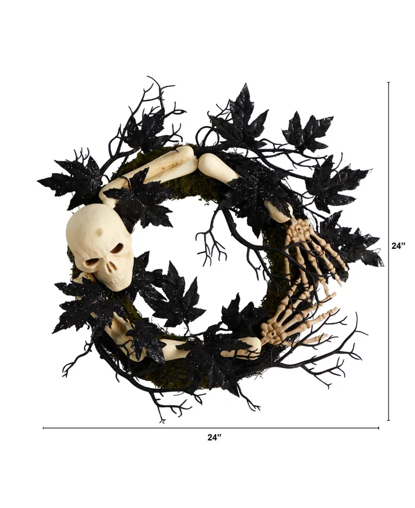 24" Halloween Skull and Bones Wreath