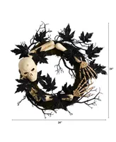 24" Halloween Skull and Bones Wreath