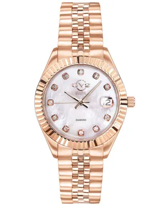 GV2 Women's Naples Rose-Tone Ion Plating Swiss Quartz Bracelet Watch 34 mm - Rose Gold