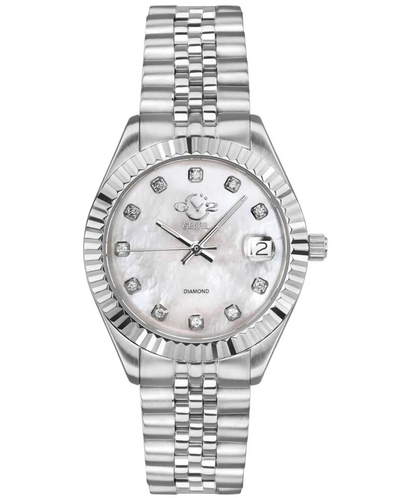 GV2 Women's Naples Silver-Tone Stainless Steel Swiss Quartz Bracelet Watch 34 mm