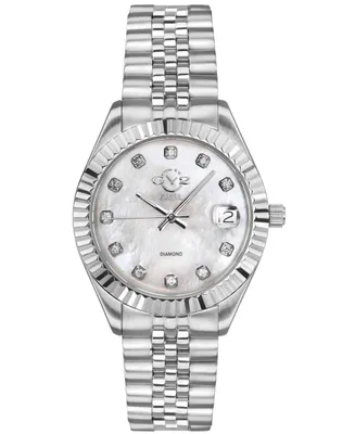 GV2 Women's Naples Silver-Tone Stainless Steel Swiss Quartz Bracelet Watch 34 mm