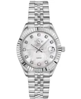 GV2 Women's Naples Silver-Tone Stainless Steel Swiss Quartz Bracelet Watch 34 mm