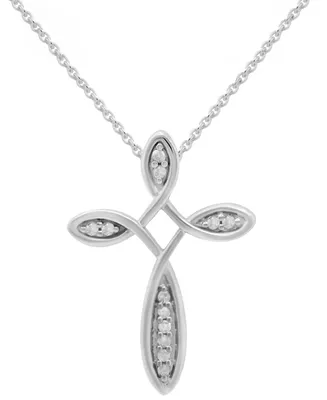 Diamond Loop Cross 18" Pendant Necklace (1/10 ct. t.w.) in Sterling Silver