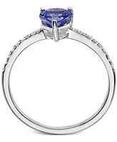 Effy Tanzanite (5/8 ct. t.w.) & Diamond (1/10 ct. t.w.) Heart Ring in Sterling Silver