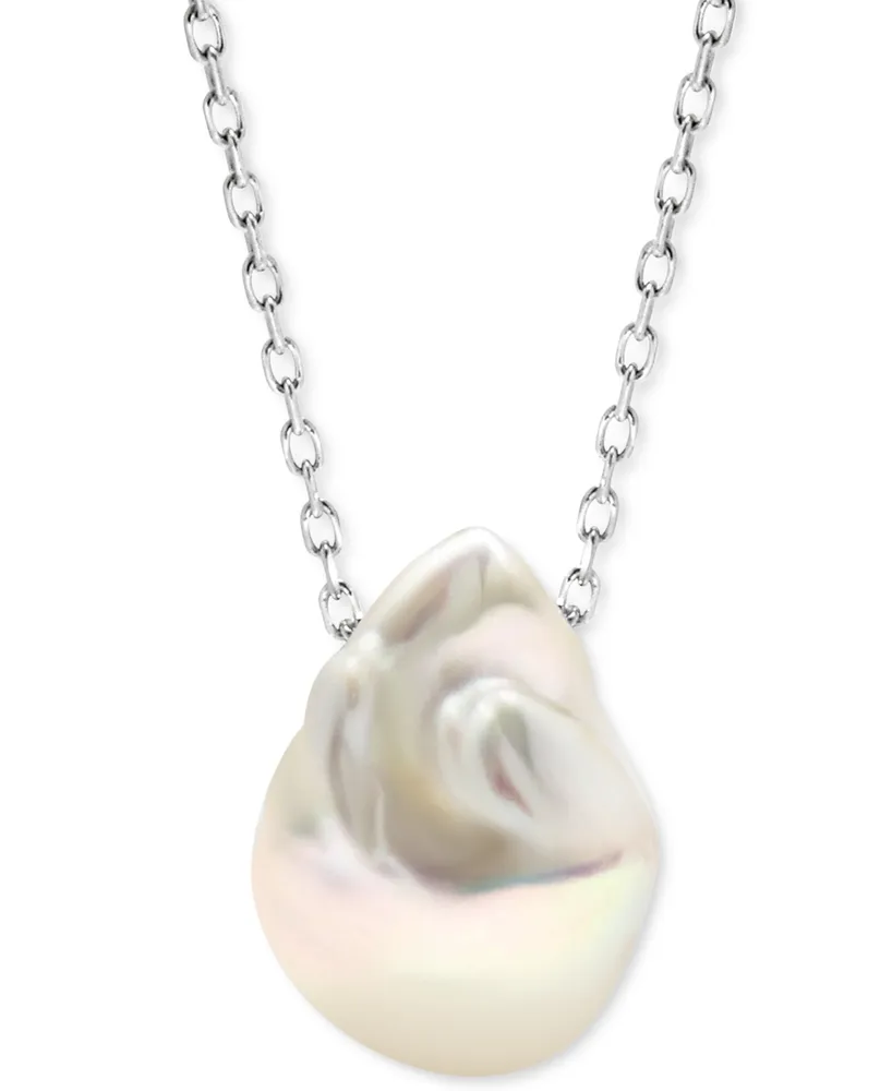 Cultured Freshwater Baroque Pearl (13-15mm) 18" Pendant Necklace in Sterling Silver