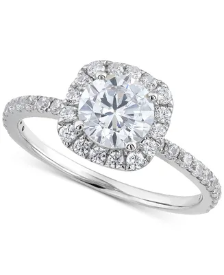 Grown With Love Igi Certified Lab Diamond Halo Engagement Ring (1-1/2 ct. t.w.) 14k White Gold