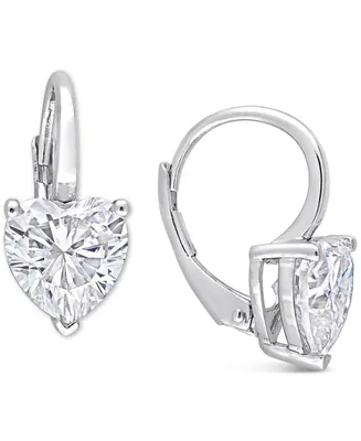 Lab-Created Moissanite Heart Leverback Earrings (4 ct. t.w.) in Sterling Silver