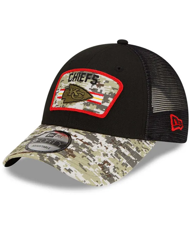 New Era Kansas City Chiefs Youth Black/Camo 2021 Salute To Service Trucker  9FIFTY Snapback Adjustable