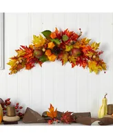 38" Autumn Maple Leaf Berry Artificial Swag