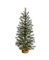 Artificial Christmas Tree with 50 Clear Led Lights Set in a Burlap Base, 3'