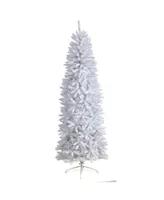 Slim Artificial Christmas Tree with Warm Led Lights and Bendable Branches