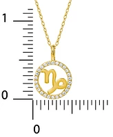 Giani Bernini Cubic Zirconia Zodiac Halo 18" Pendant Necklace 18k Gold-Plated Sterling Silver, Created for Macy's