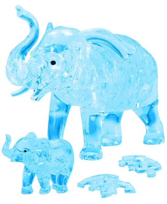 BePuzzled 3D Crystal Puzzle - Elephant and Baby Blue